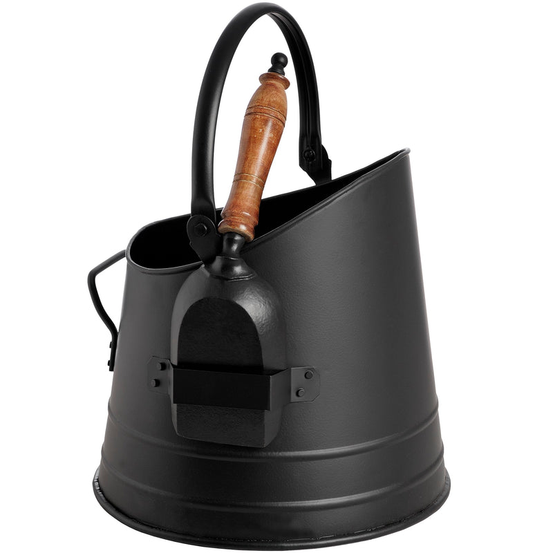 Black Coal/Wood Chips Bucket with Teak Handle Shovel