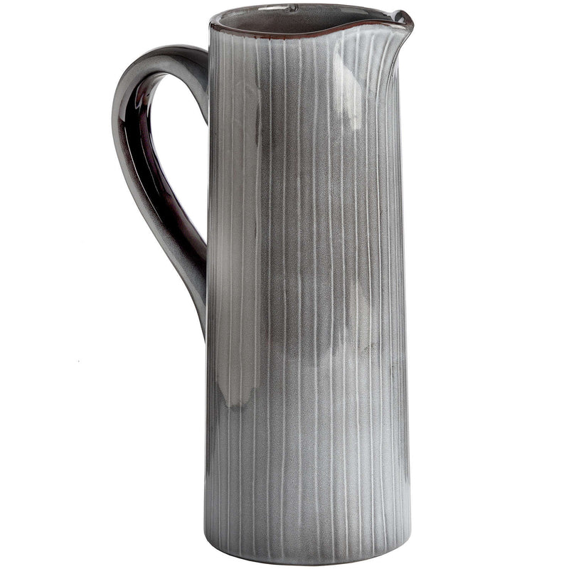 Decorative Grey Ceramic Ribbed Jug
