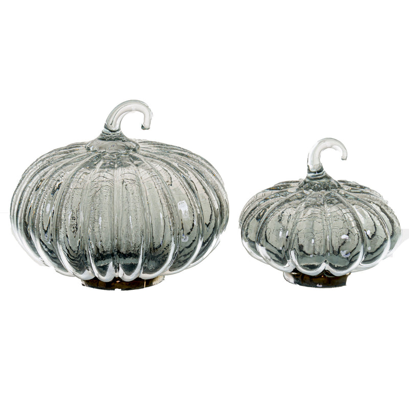 Large Smoked Crackled Glass Pumpkin Ornament