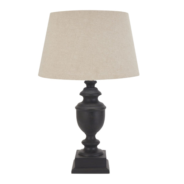 ISABELLE GREY FLUTED LAMP WITH LINEN SHADE