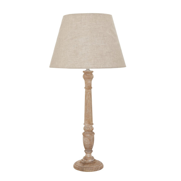 Isabelle Natural Wash Spindle Table Lamp With Linen Shade