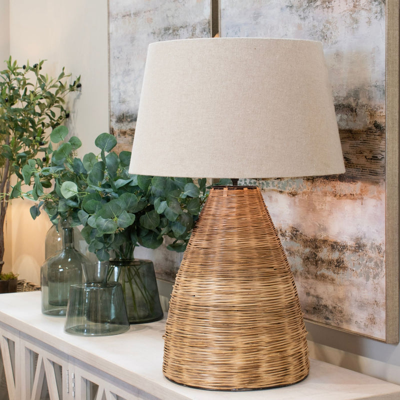 Lila Wicker Table Lamp with Linen Shade