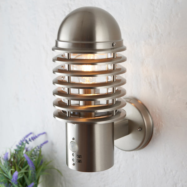 Eclipse Brushed Steel Outdoor Wall Lights