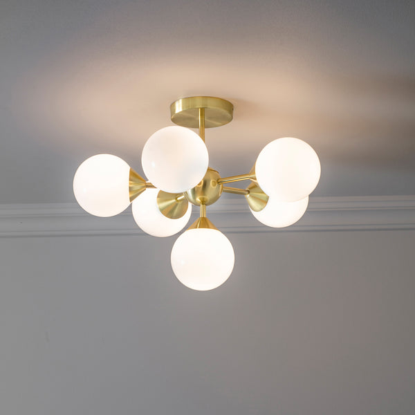 Carter White & Brushed Gold Bubble 6 Ceiling Light