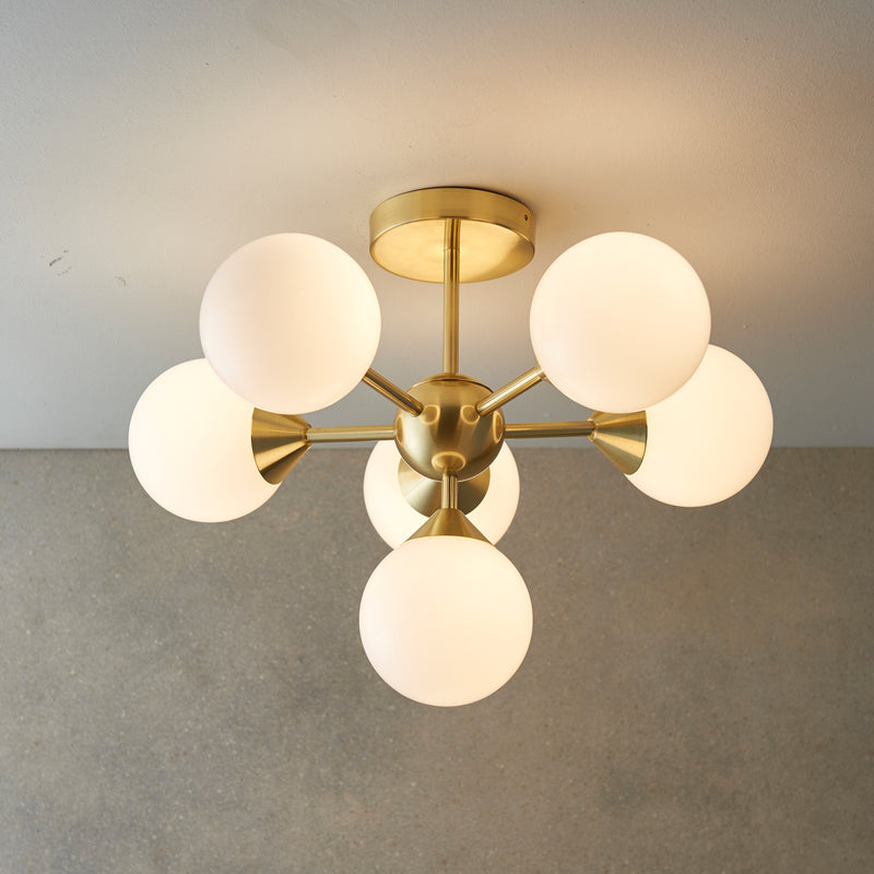 Carter White & Brushed Gold Bubble 6 Ceiling Light