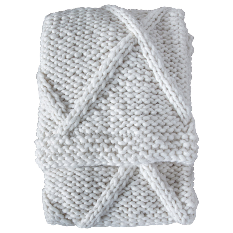 Chunky Cable Knit Cream Throw