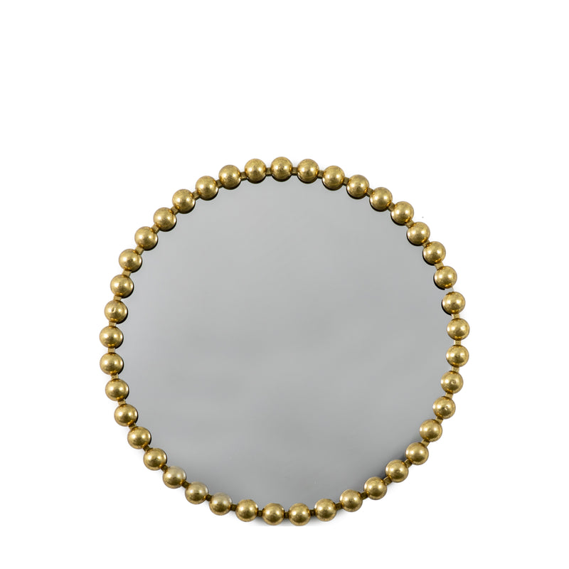 Regal Gold Beaded Round Mirror