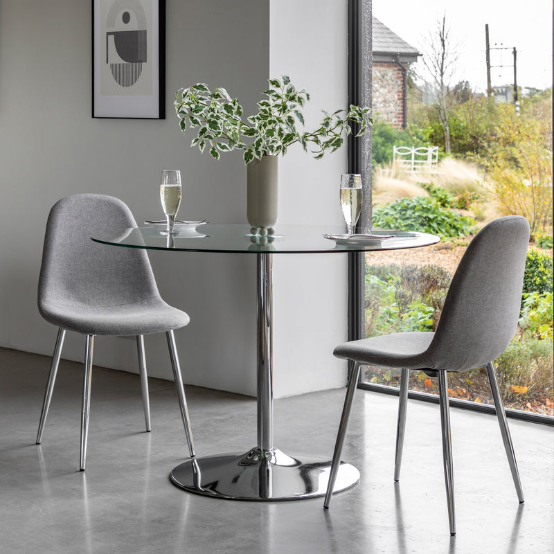 Grey & Chrome Luxe Dining Chair 2pk