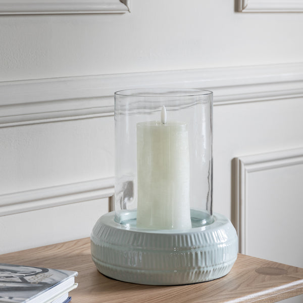 Laura Hurricane Aqua Candle Holder