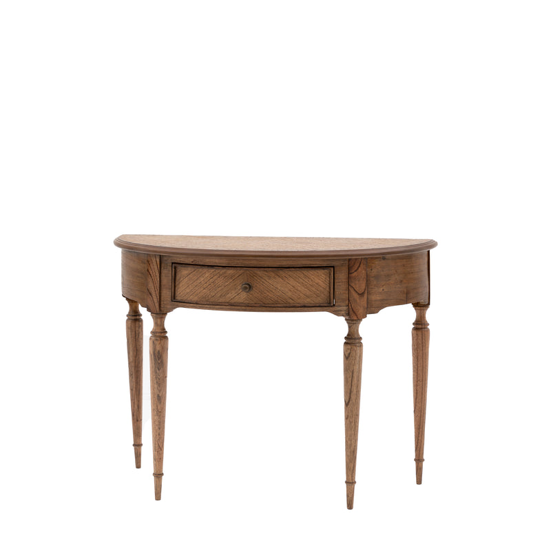 Moonlit Marquetry Half Moon Console Table
