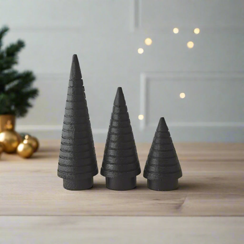 Black Wooden Tree Ornaments- 3 Sizes