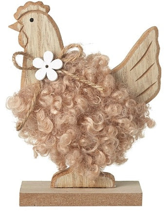 Cream and Brown Fluffy Decorative Chicken ( 2 Colours/Sizes Available)