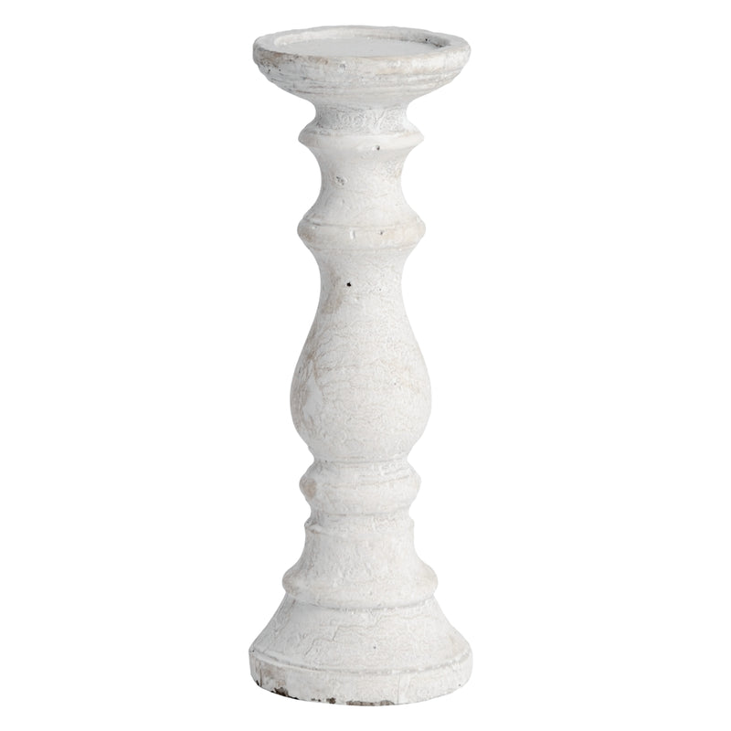 White Stone Pillar Candle Holder- 3 Sizes
