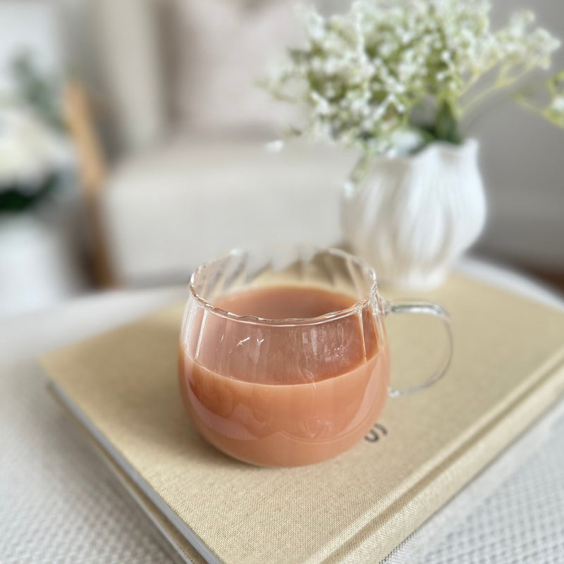 Pumpkin Ribbed Clear Glass Tea Coffee Mug