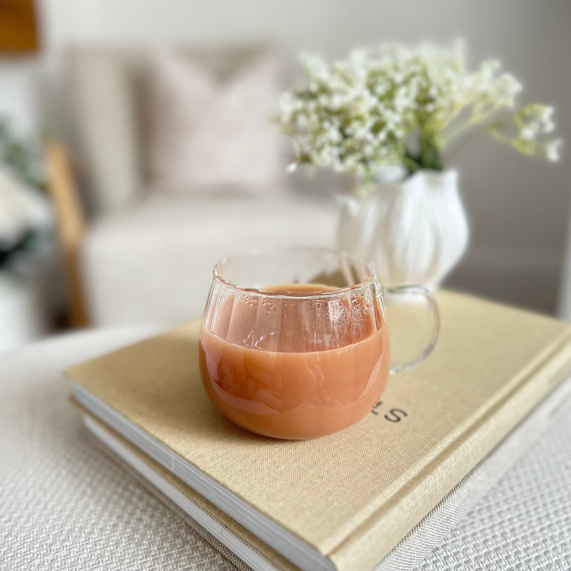 Pumpkin Ribbed Clear Glass Tea Coffee Mug