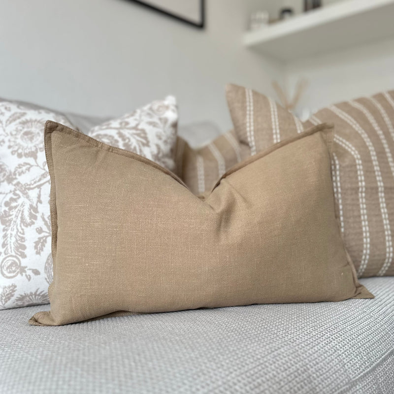 Rectangle Beige Linen Cushion 50x30cm