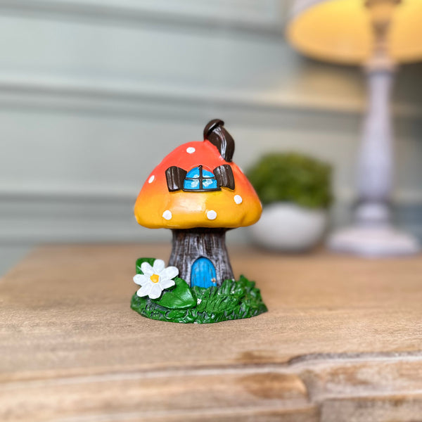 Orange Toadstool House Incense Cone Buner