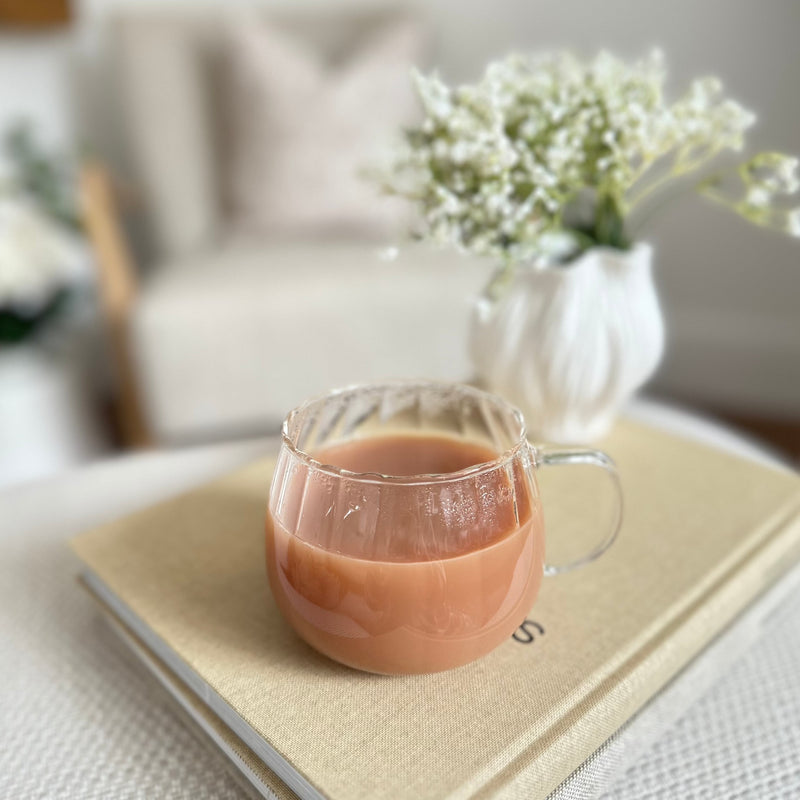 Pumpkin Ribbed Clear Glass Tea Coffee Mug