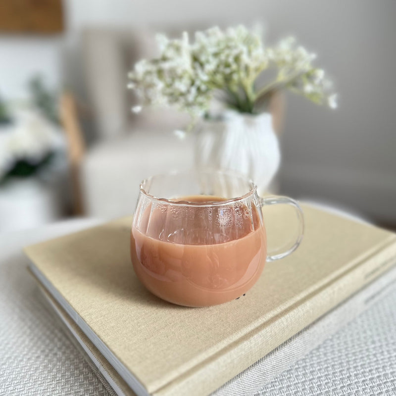 Pumpkin Ribbed Clear Glass Tea Coffee Mug