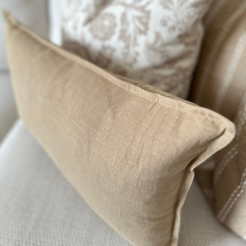 Rectangle Beige Linen Cushion 50x30cm