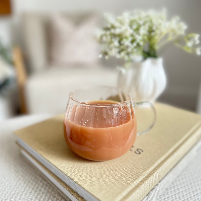 Pumpkin Ribbed Clear Glass Tea Coffee Mug