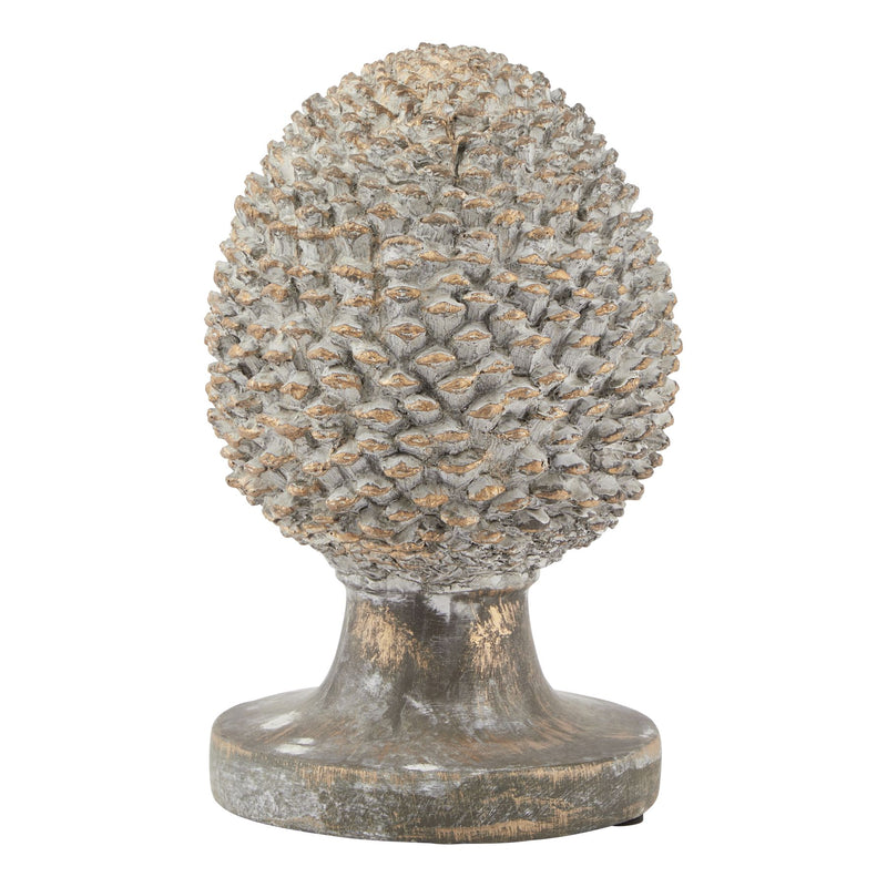 Stone Effect Pinecone Ornament With Gold Accents on a plain white background for contrast