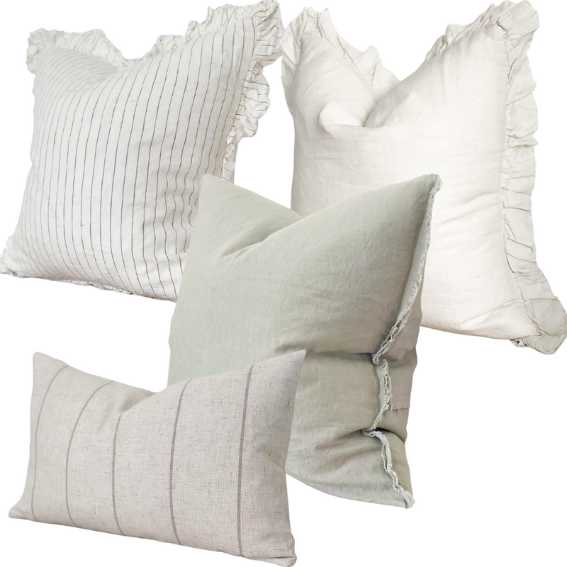 Cream and Olive Stripe Cushion Collection