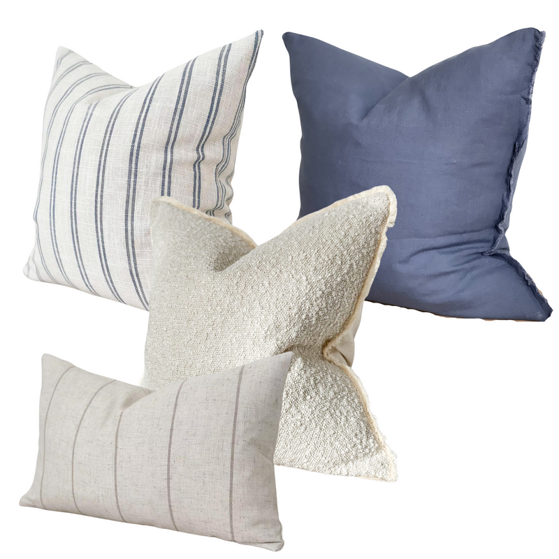 Navy and Cream Stripe Cushion Collection