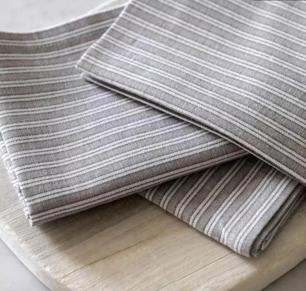 Woven Grey Stripe Cotton Napkins 4 Pack