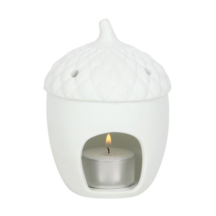 White Acorn LED Tealight Holder