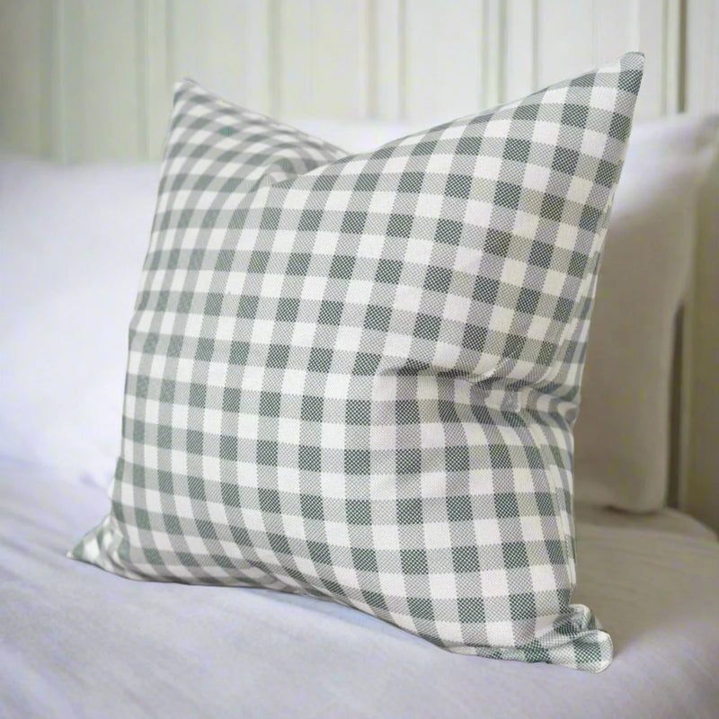 Square green and white Cushion checkered 