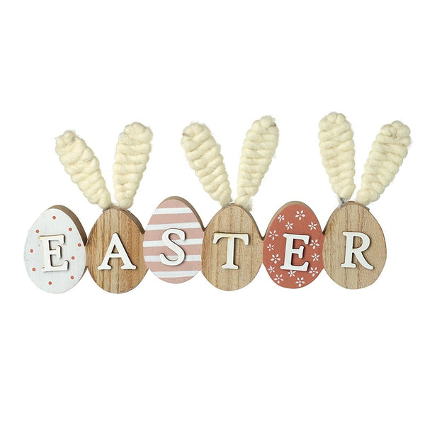 Wooden Easter Eggs Ears Sign