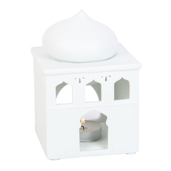 WHITE MOSQUE OIL/WAX/INCENSE BURNER