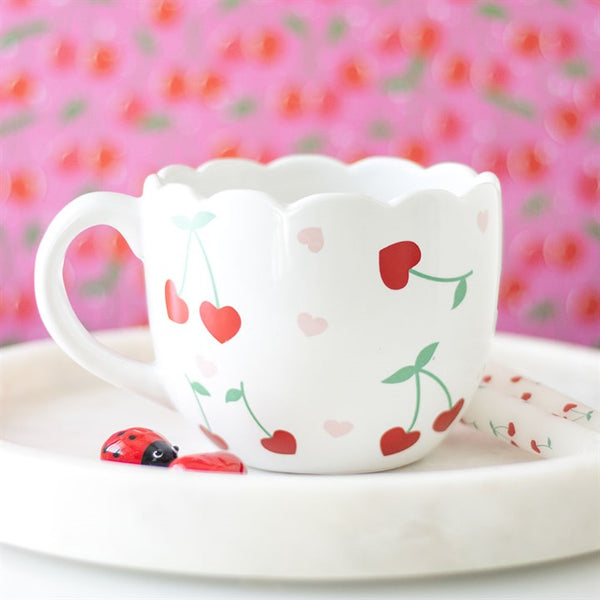 Scalloped Edge Cherry Mug