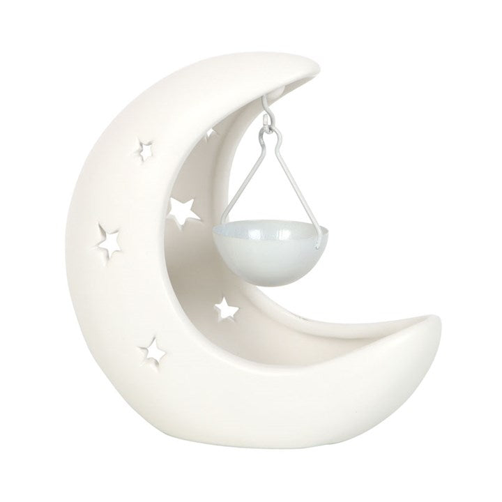 Limited Edition White Ceramic Moon and Stars Hanging Oil Burner