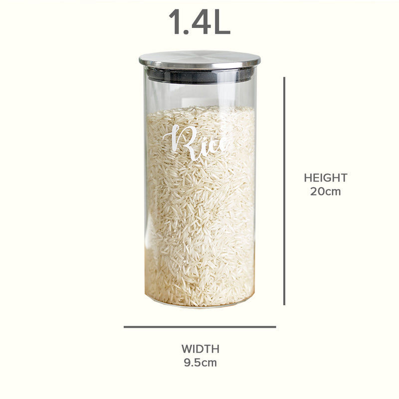 Glass jar and stainless steel lid size guide for height and width