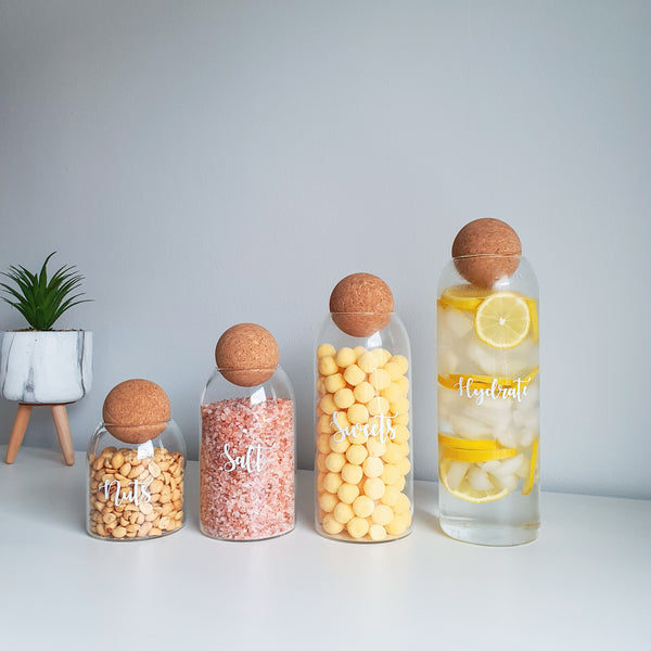 Glass Jar with Cork Ball Stopper (Seconds)