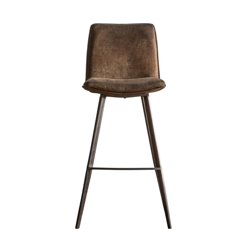 Set of 2 Brown Faux Leather Bar Stool