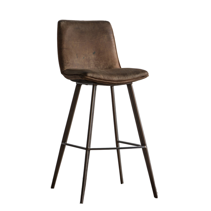 Set of 2 Brown Faux Leather Bar Stool