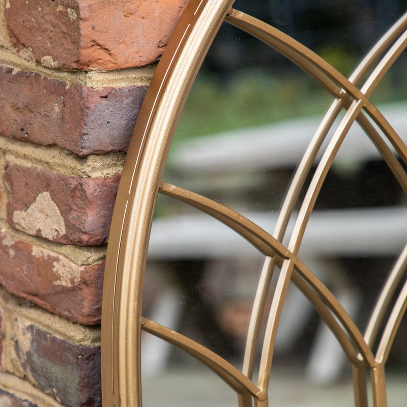 The Hampshire Gold Arched Outdoor Mirror