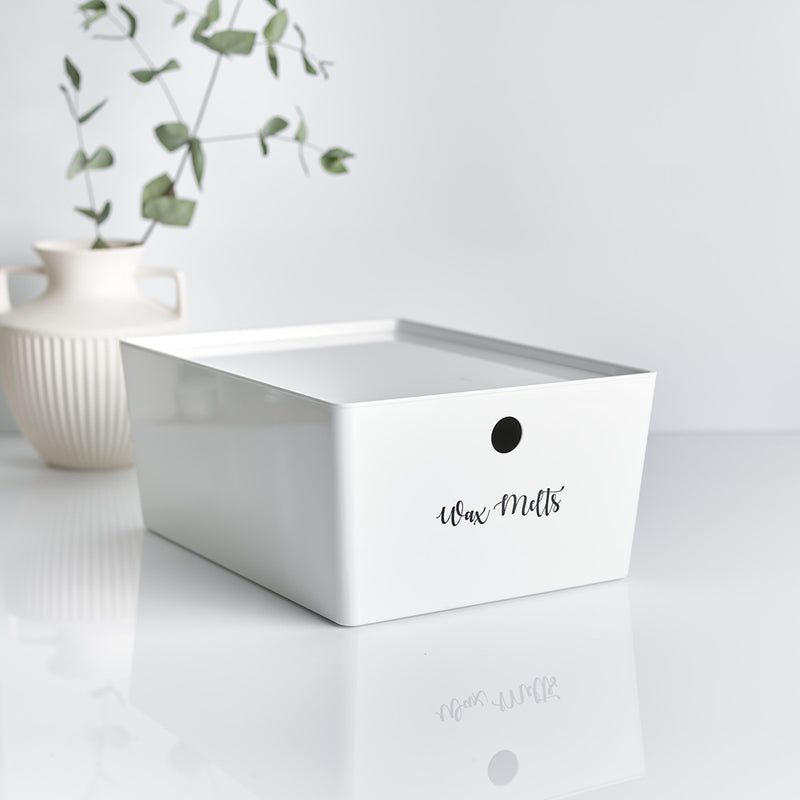 White Stackable Storage Box with Lid