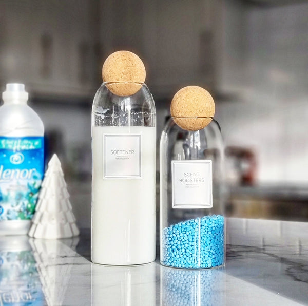 Set of 2 Cork and Ball Laundry Storage Jar Set