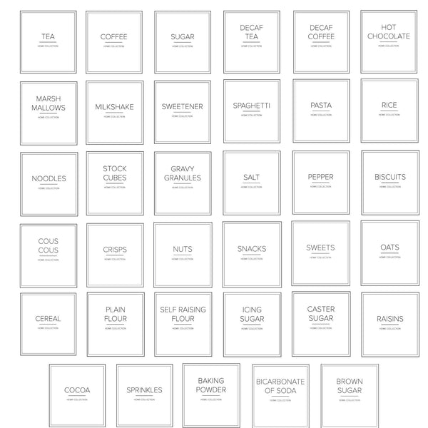 Set of 44 White Kitchen Storage Labels Bundle